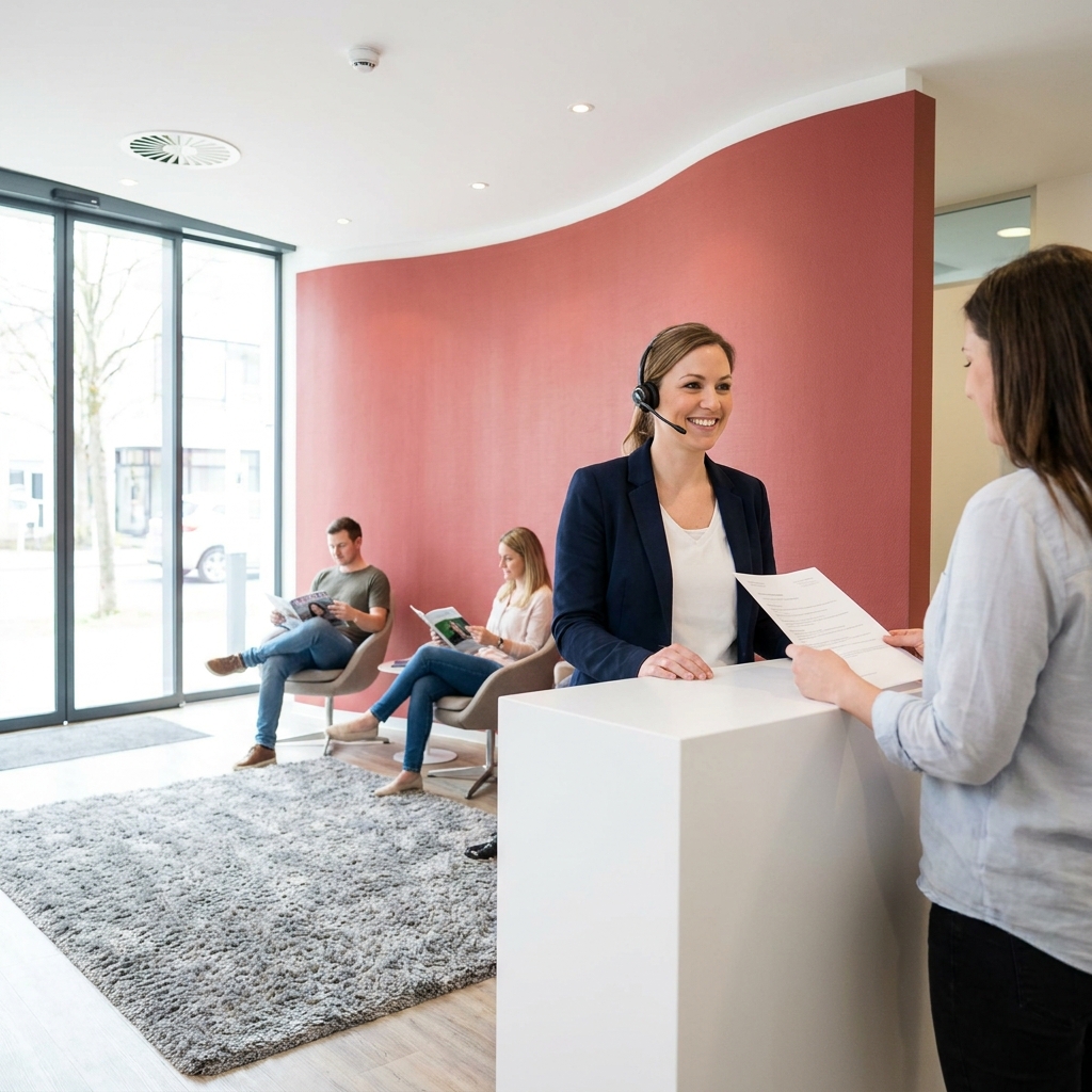 Front-desk reception at AIDA after CMC drove 400% scheduled appointment growth in 30 days