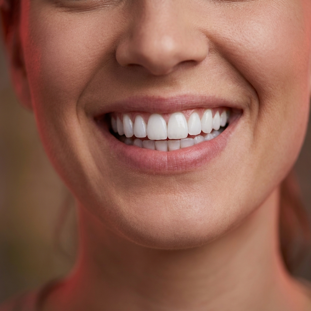 Cosmetic dentistry close-up showing porcelain veneer smile, Invisalign and veneer campaigns
