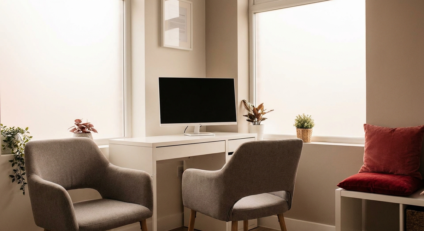 Calm modern dental consultation room with two chairs ready to welcome a reactivated patient back