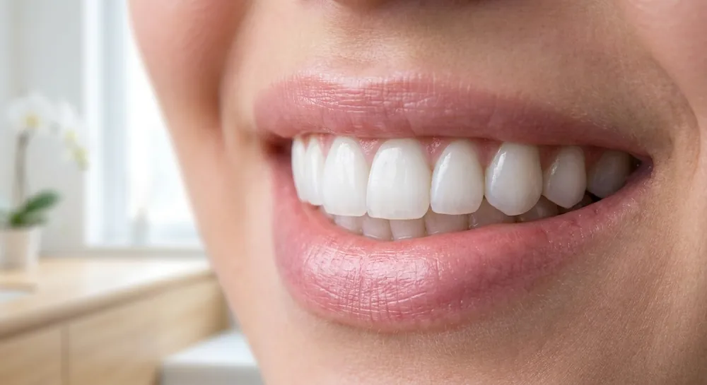 Bright cosmetic dentistry veneer smile