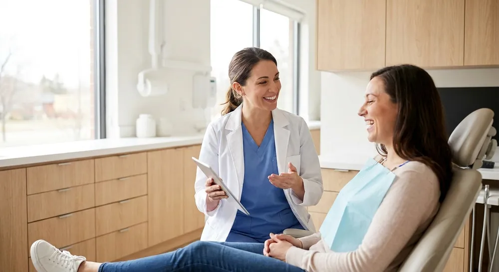 General dentistry practice with a happy patient
