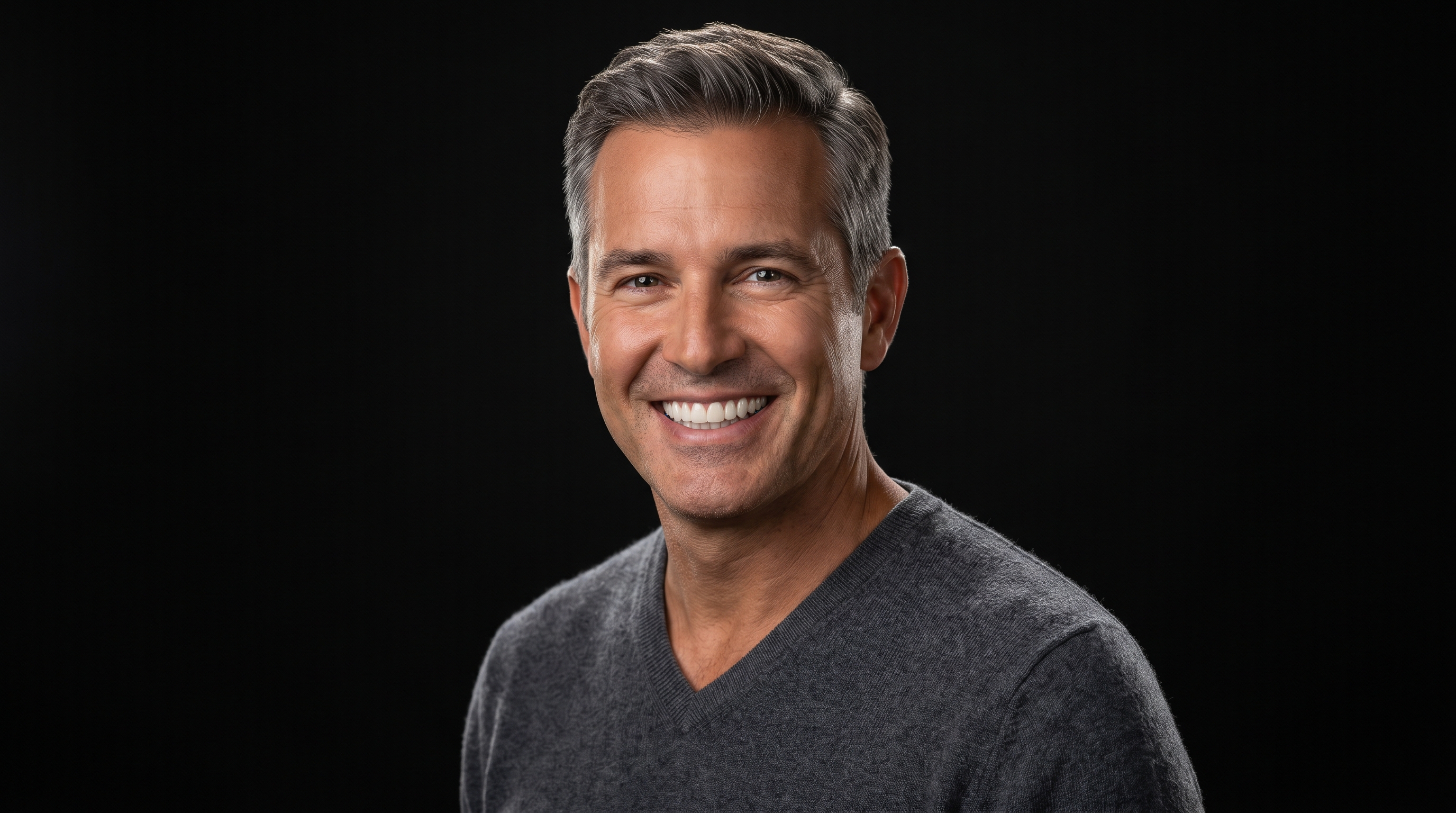 Confident Palm Beach Gardens patient with All-on-4 dental implants from Gardens Implant & Cosmetic Dentistry