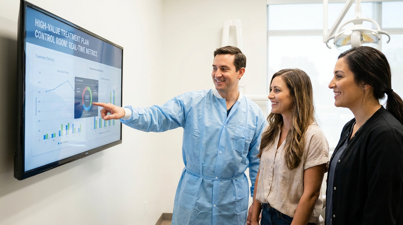 High-Value Treatment Plan Control Room: Real-Time Metrics That Turn Consults Into Booked Cases - dental marketing strategy