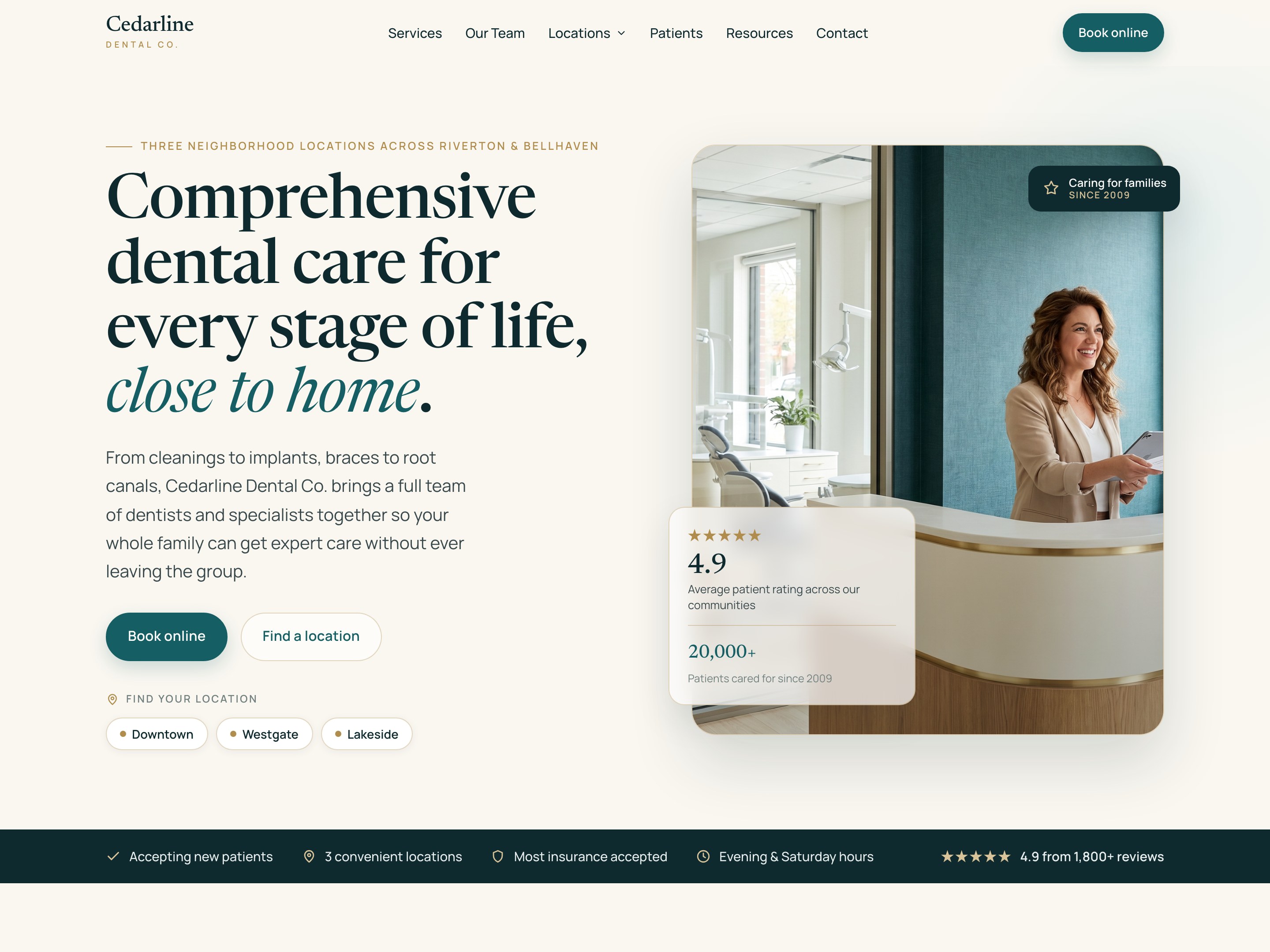 Cedarline Group dental website template preview