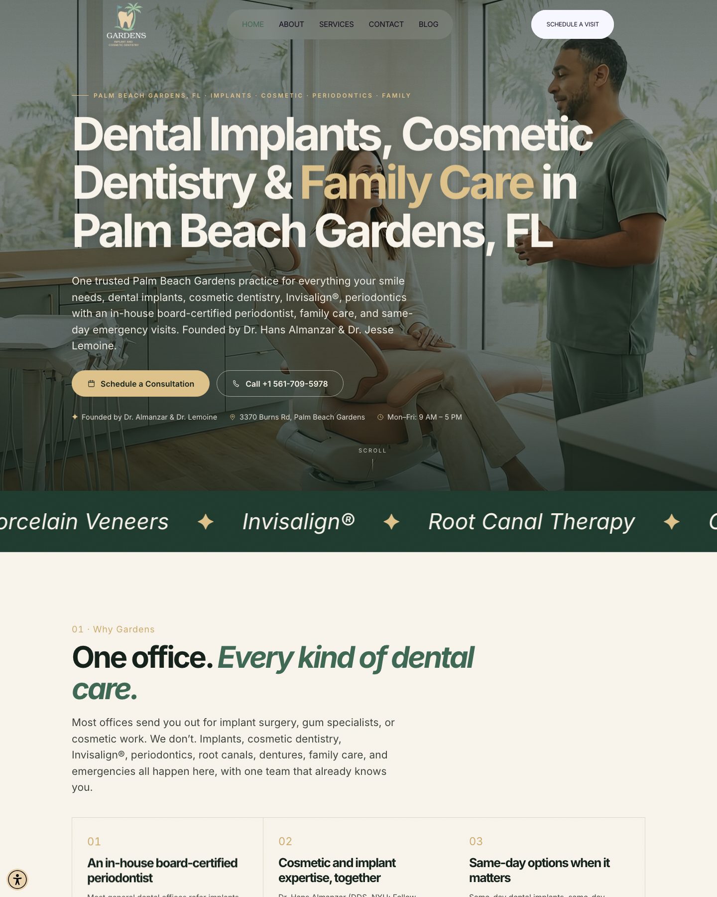 Gardens dental website template preview