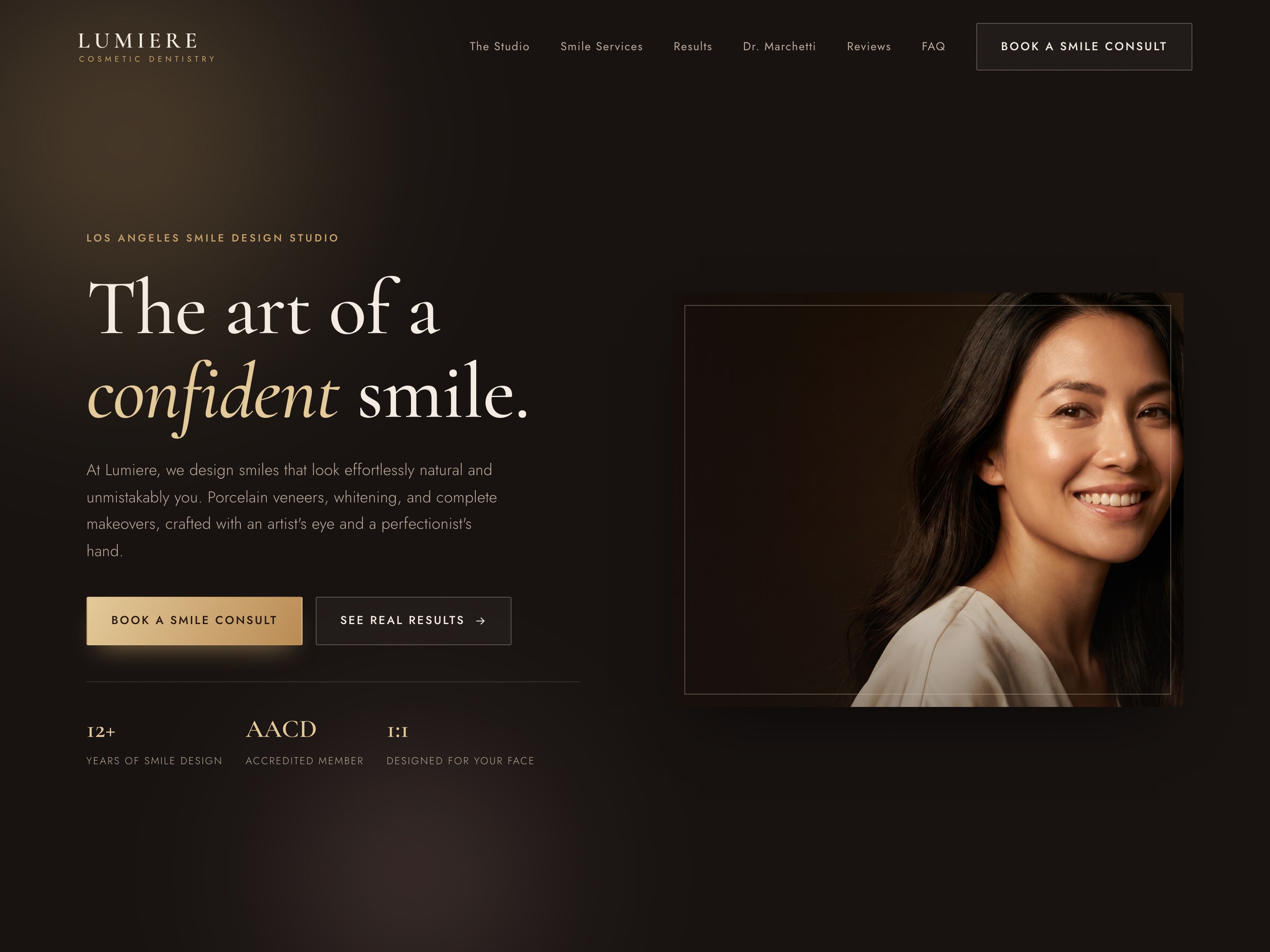 Lumiere Cosmetic dental website template preview