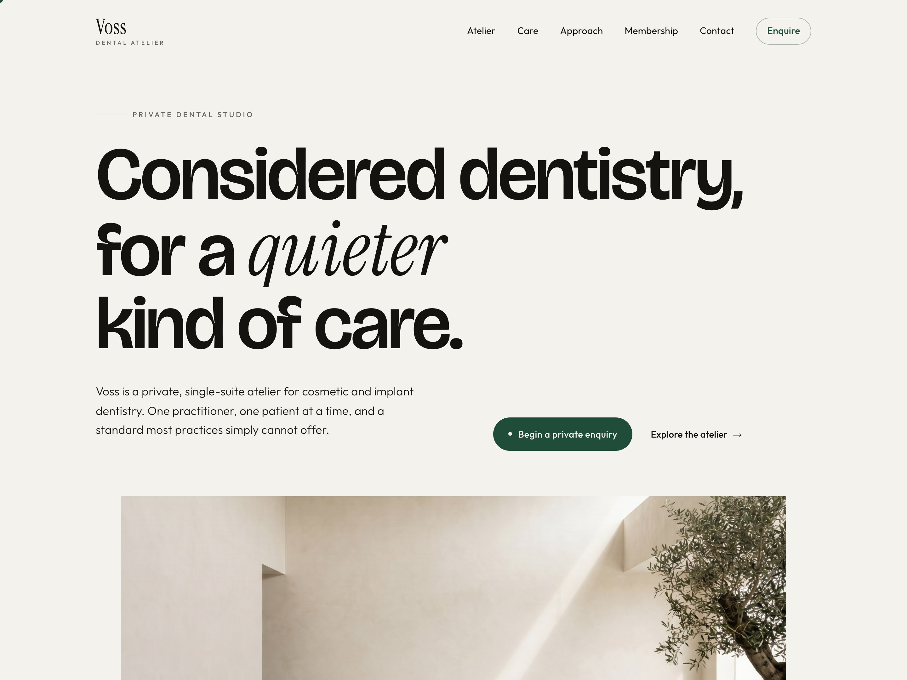 Voss Atelier dental website template preview