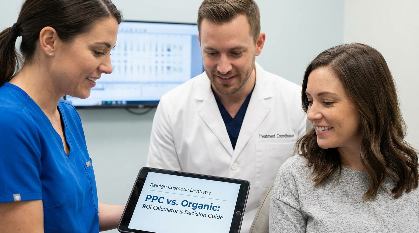 Raleigh Cosmetic Dentistry PPC vs. Organic: ROI Calculator & Decision Guide - dental marketing strategy