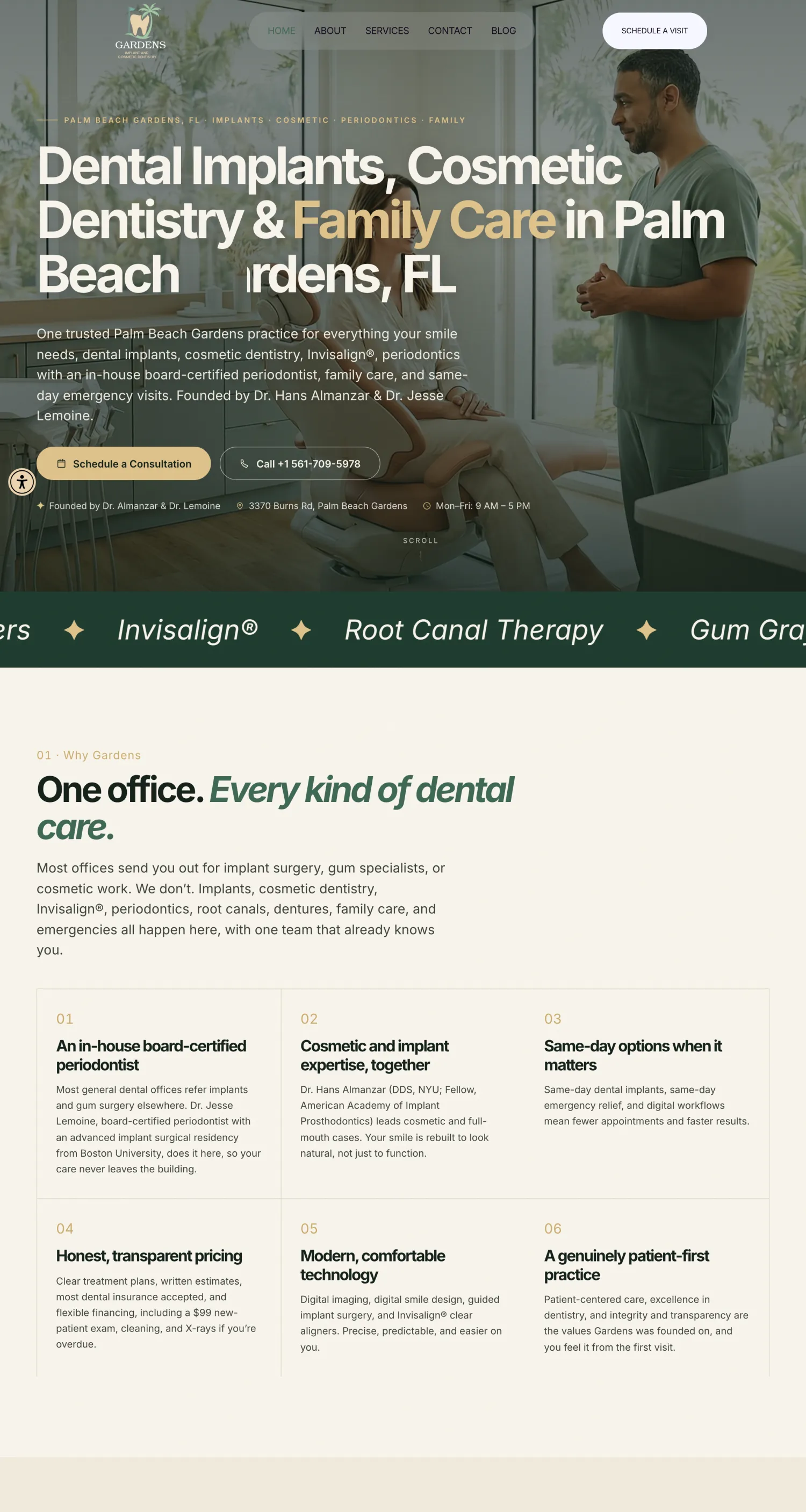 Gardens Implant and Cosmetic Dentistry homepage built by Closing More Cases