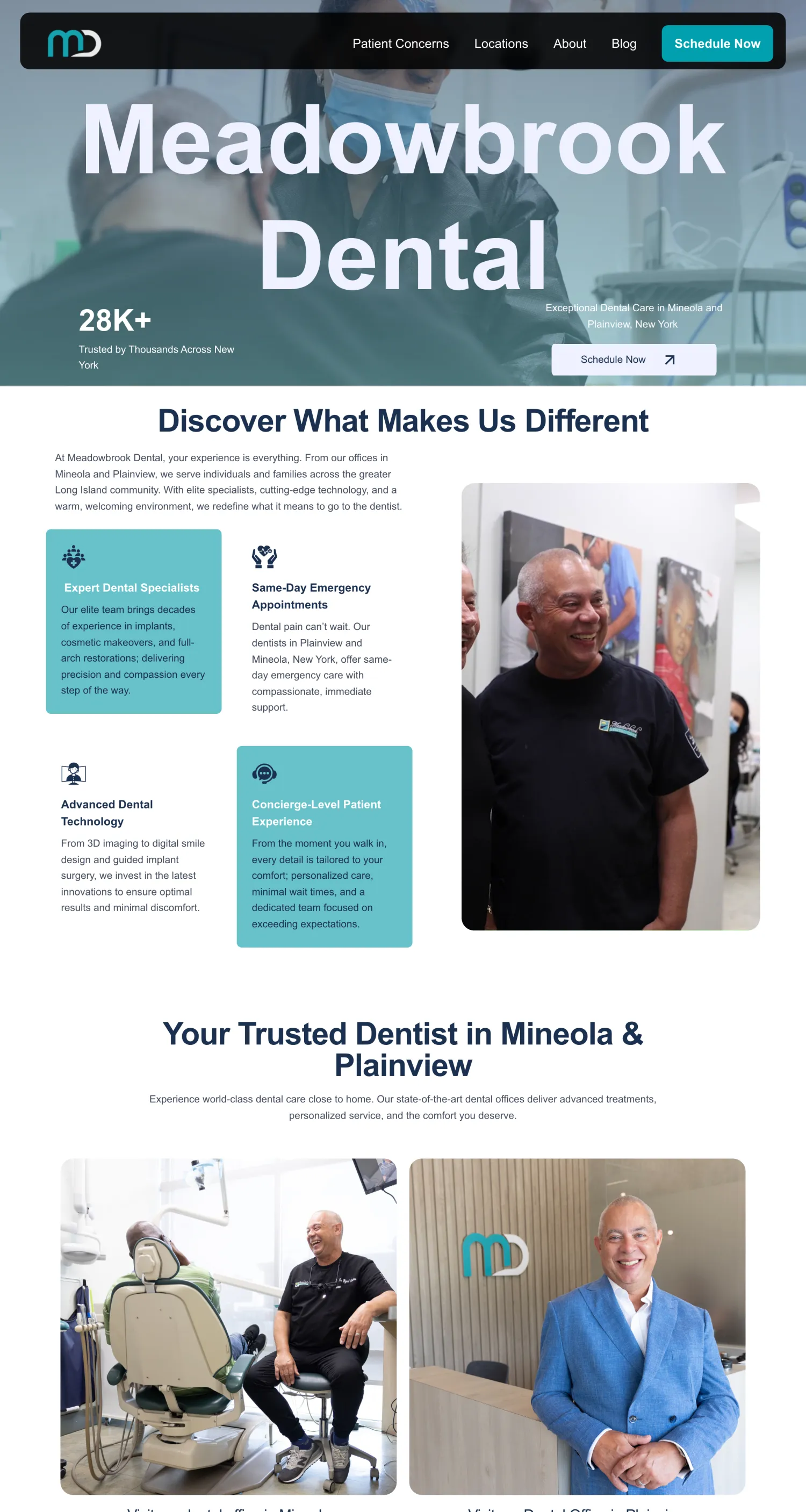 Meadowbrook Dental Care homepage built by Closing More Cases