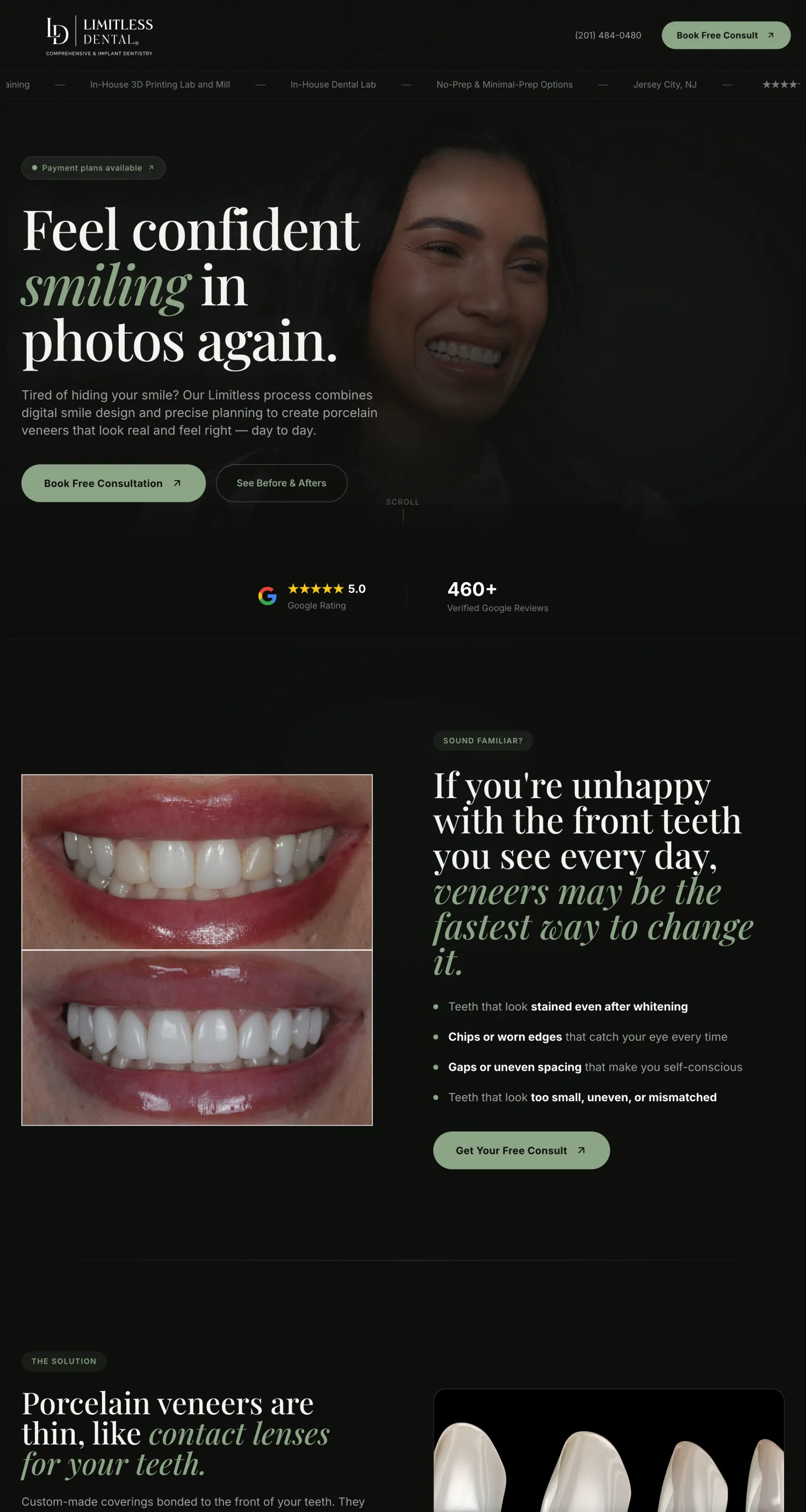 Dr. Nick porcelain veneers landing page built by Closing More Cases