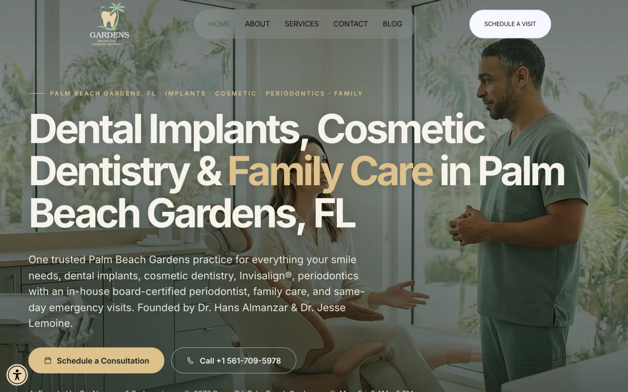 Gardens Implant and Cosmetic Dentistry website built by Closing More Cases