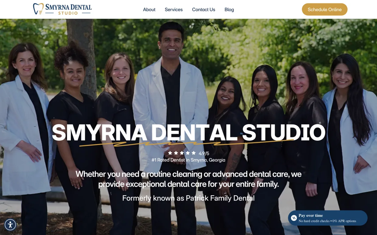 Smyrna Dental Studio website built by Closing More Cases