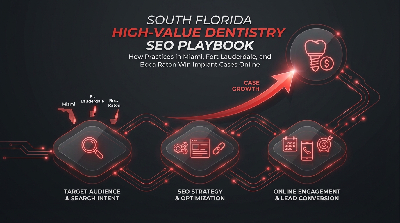 South Florida High-Value Dentistry SEO Playbook: How Practices in Miami, Fort Lauderdale, and Boca Raton Win Implant Cases Online - dental marketing strategy