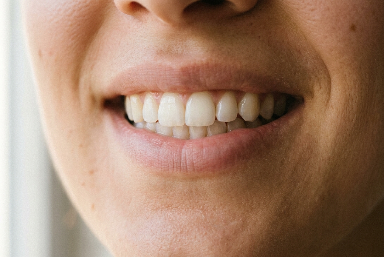 Smile after dental implant and cosmetic restoration
